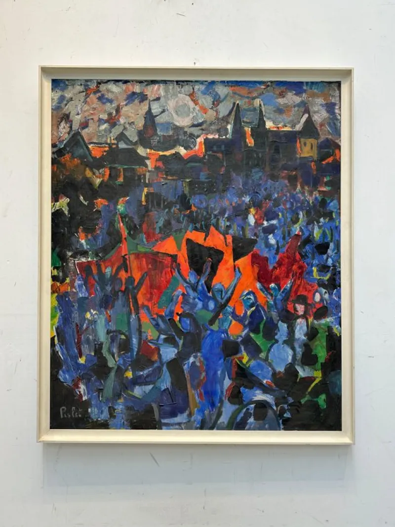 Pamono Octave Pirlet, Abstract Expressionist Composition, Painting