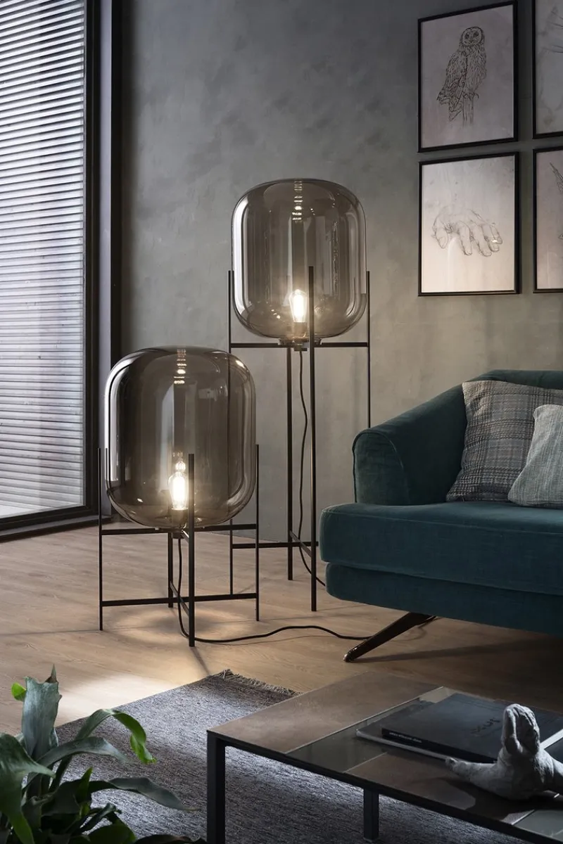 Pamono Oda Big in Smoky Grey and Black Floor Lamp by Sebastian Herkner for Pulpo> Floor Lamps