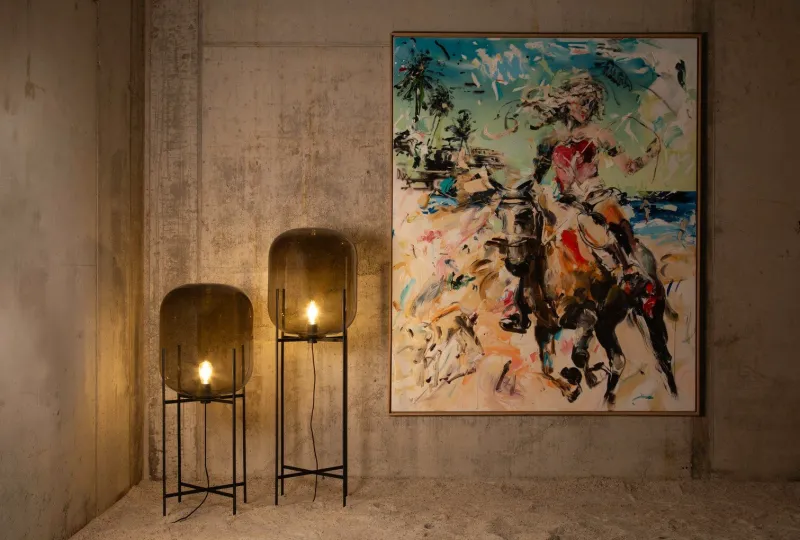 Pamono Oda Big in Smoky Grey and Black Floor Lamp by Sebastian Herkner for Pulpo> Floor Lamps