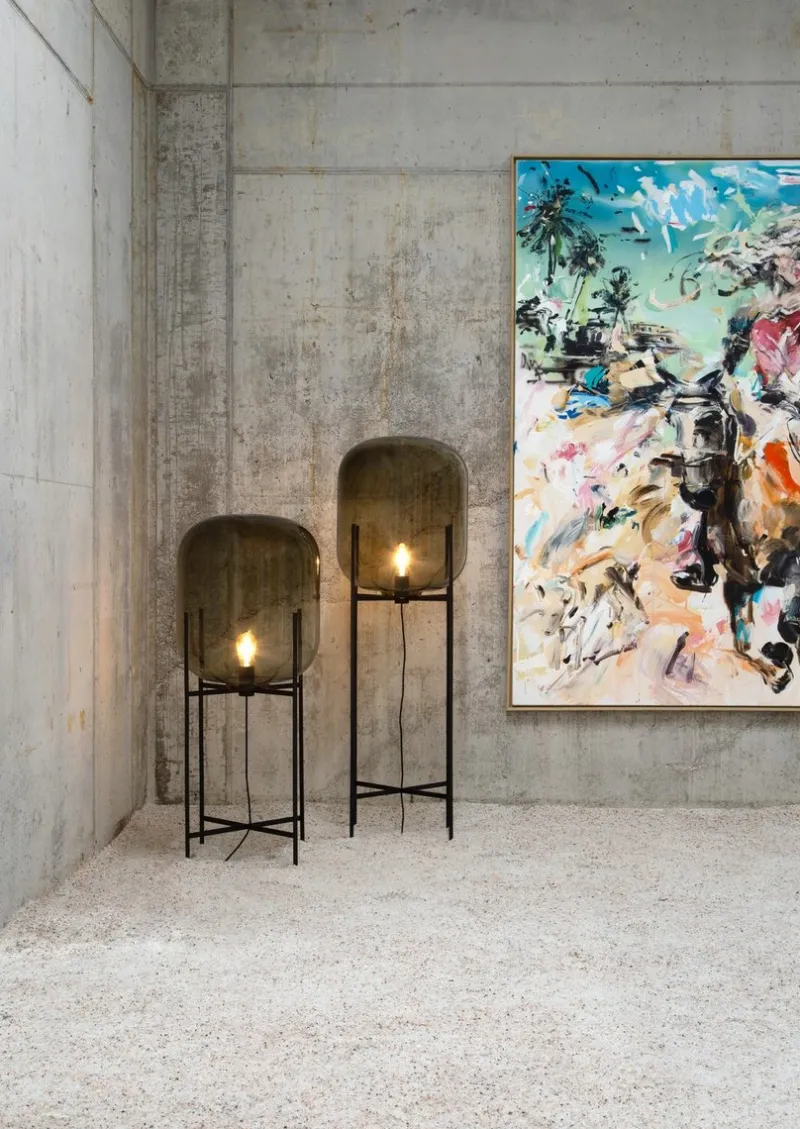 Pamono Oda Big in Smoky Grey and Black Floor Lamp by Sebastian Herkner for Pulpo> Floor Lamps