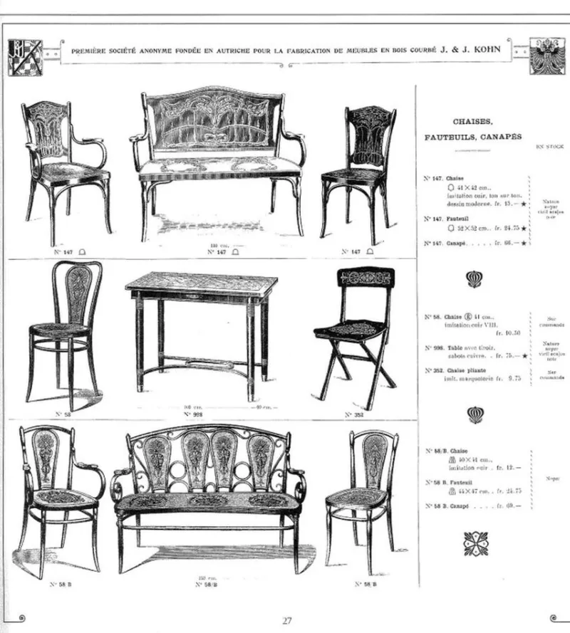 Pamono Office Chair attributed to Jacob & Josef Kohn, 1890s> Office Chairs