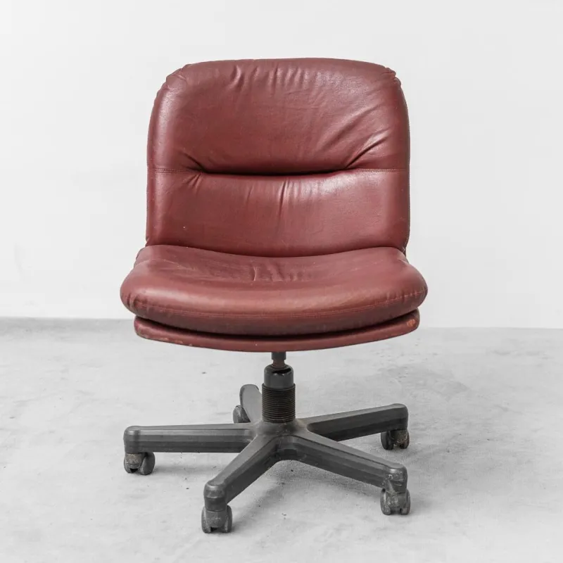 Online Pamono Office Chair in Burgundy Leather, 1970s
