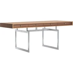 Pamono Office Desk in Walnut and Stainless Steel Frame by Bodil Kjaer for Karakter> Tables