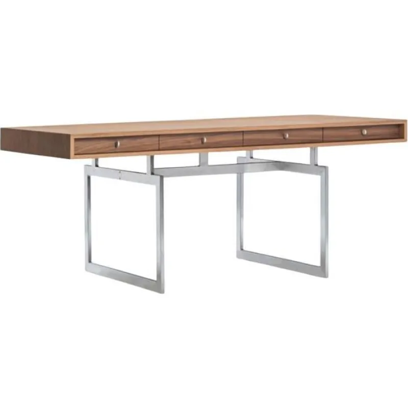 Pamono Office Desk in Walnut and Stainless Steel Frame by Bodil Kjaer for Karakter> Tables