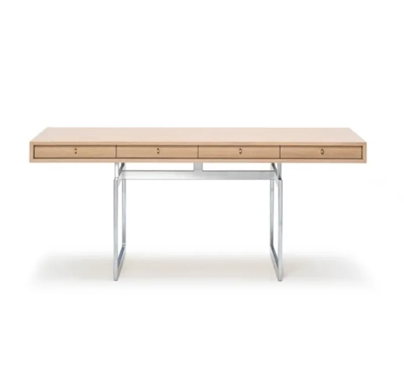 Pamono Office Desk in Walnut and Stainless Steel Frame by Bodil Kjaer for Karakter> Tables