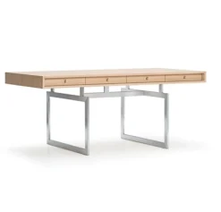 Pamono Office Desk in Walnut and Stainless Steel Frame by Bodil Kjaer for Karakter><noscript><img width=
