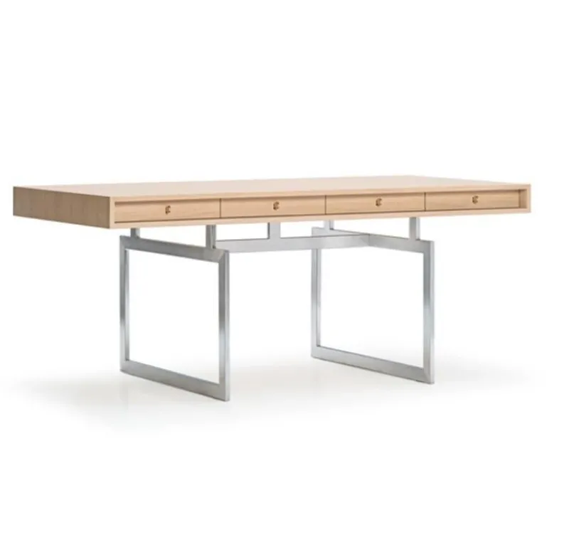Pamono Office Desk in Walnut and Stainless Steel Frame by Bodil Kjaer for Karakter> Tables
