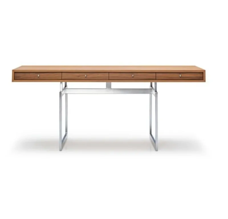 Pamono Office Desk in Walnut and Stainless Steel Frame by Bodil Kjaer for Karakter> Tables