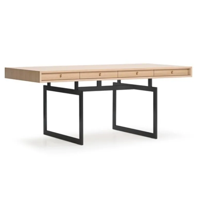 Pamono Office Desk in Walnut and Stainless Steel Frame by Bodil Kjaer for Karakter> Tables
