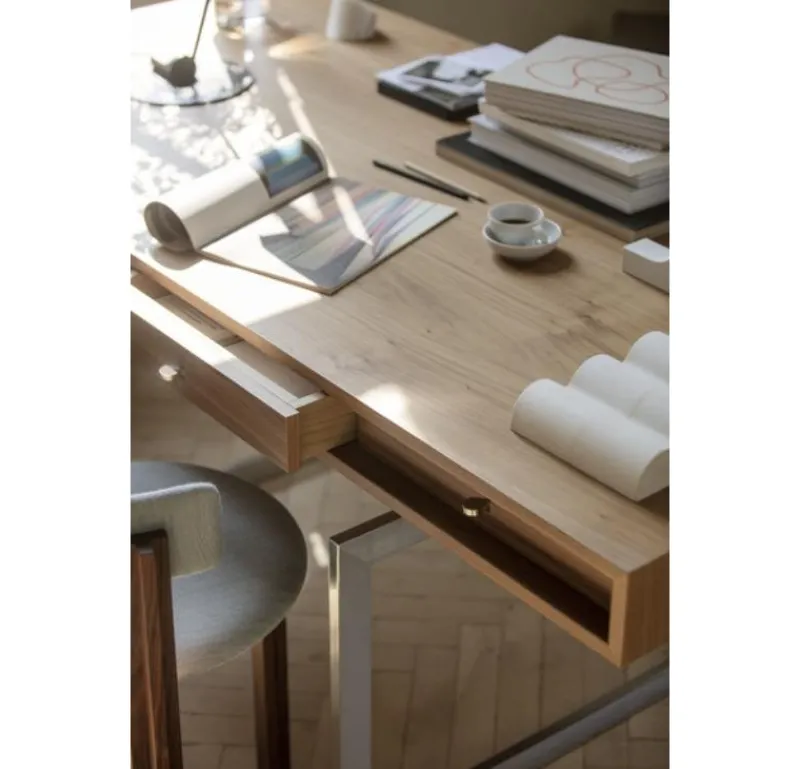 Pamono Office Desk in Walnut and Stainless Steel Frame by Bodil Kjaer for Karakter> Tables