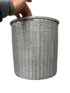 Pamono Office Trash Can attributed to Maria Pergay, 1970s><noscript><img width=