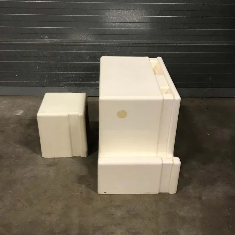 New Pamono Off-White Plastic Childrens Desk and Stool, 1970s, Set 2
