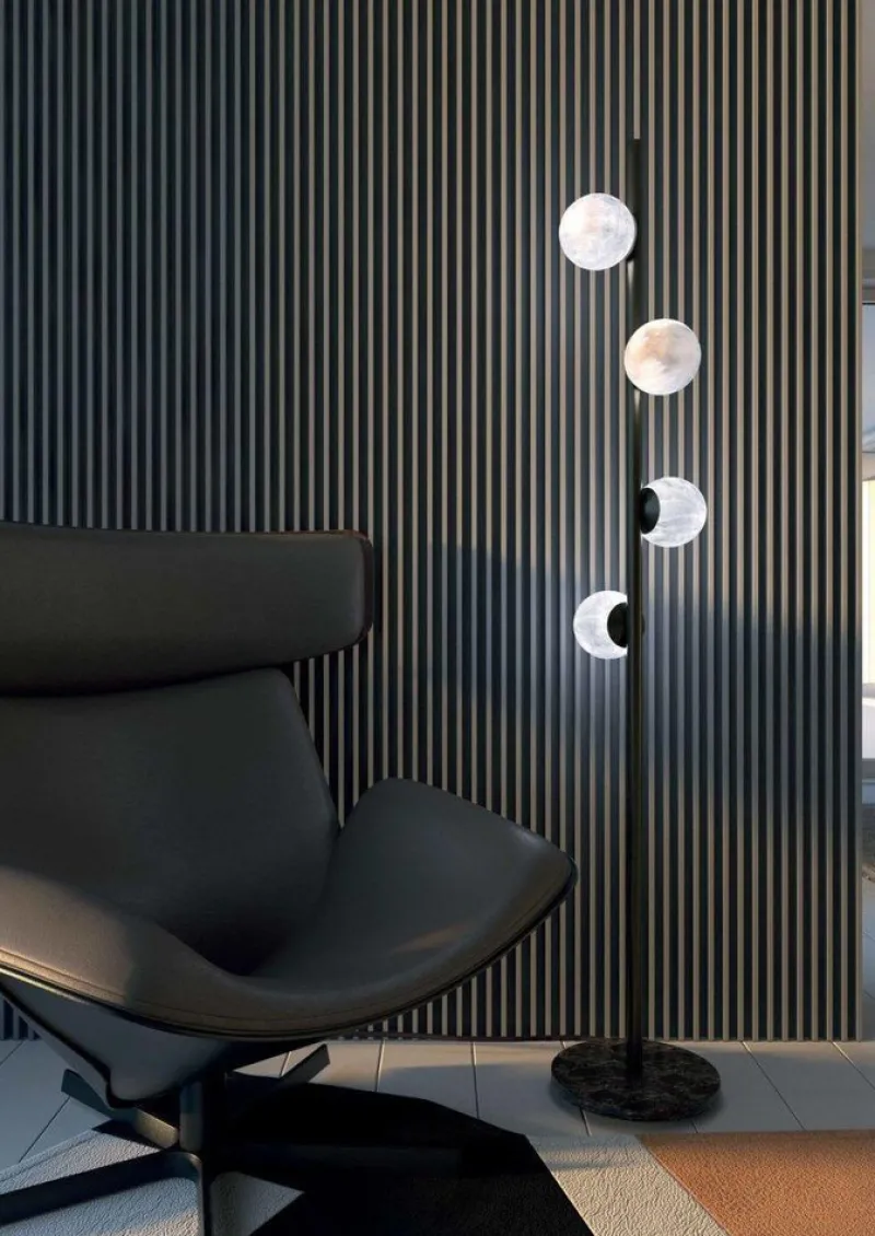 Clearance Pamono Ofione Brushed Black Metal Floor Lamp by Alabastro Italiano