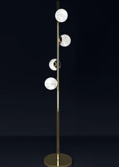 Pamono Ofione Shiny Gold Metal Floor Lamp by Alabastro Italiano> Floor Lamps