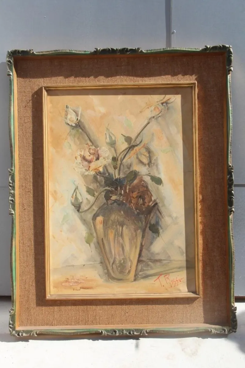 Pamono Oil Painting by T. Rossi, 1940s> Mid-Century