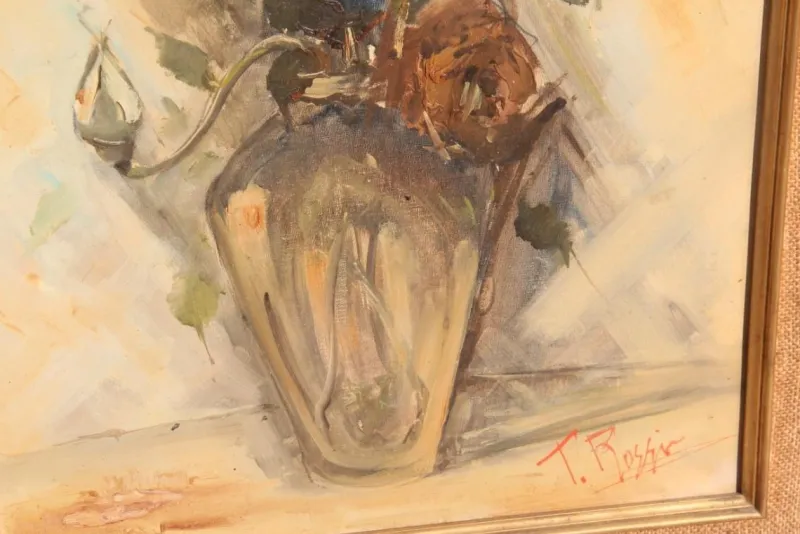 Pamono Oil Painting by T. Rossi, 1940s> Mid-Century