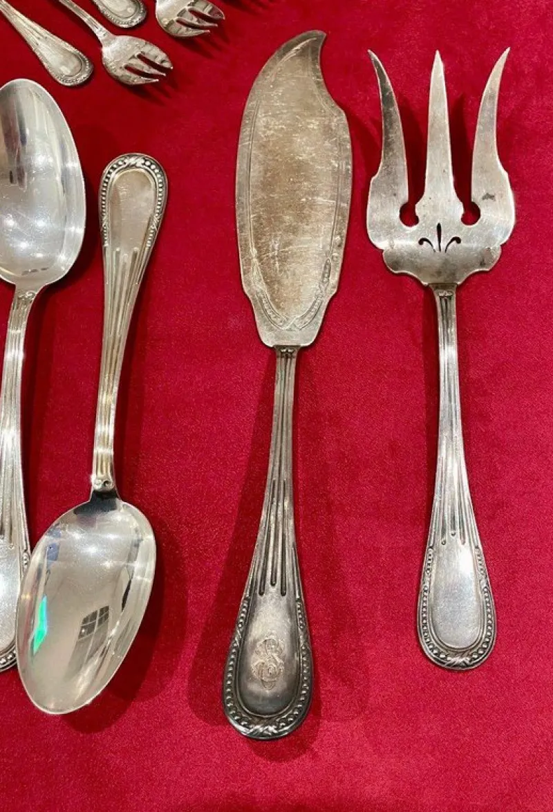 Pamono Olier and Caron Cutlery Set in Sterling Silver, Set of 183> Cutlery & Serving Utensils