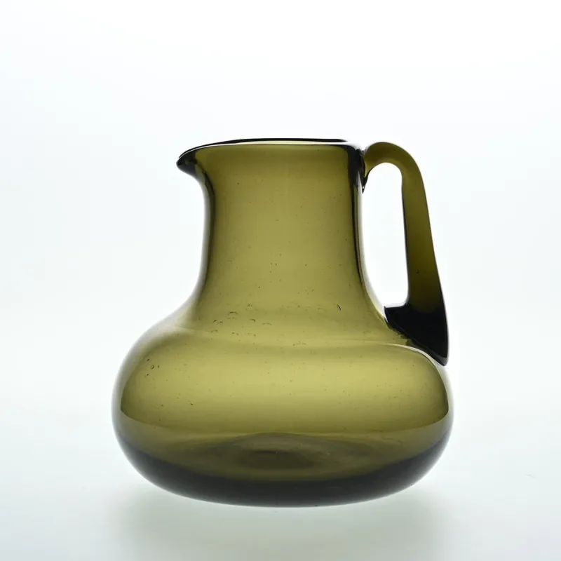 Pamono Olive Green Blown Glass Jug by Claude Morin, Dieulefit, 1976