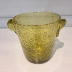 Pamono Olive Green Bubble Glass Ice Bucket by Biot, 1970><noscript><img width=