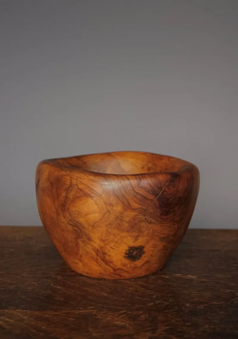 Discount Pamono Olive Wood Bowl in the style of Alexandre Noll, 1970s