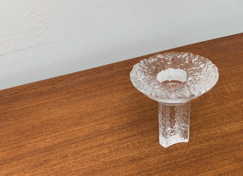 Pamono Olympics Glass Candle Holder by Lars Hellsten for Orrefors, Sweden, 1984> Candleholders