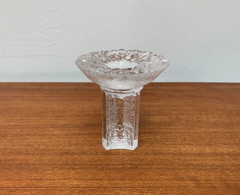 Pamono Olympics Glass Candle Holder by Lars Hellsten for Orrefors, Sweden, 1984> Candleholders