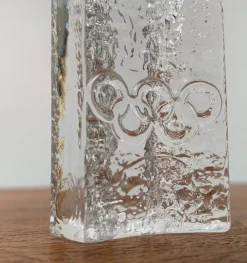 Pamono Olympics Glass Candle Holder by Lars Hellsten for Orrefors, Sweden, 1984><noscript><img width=