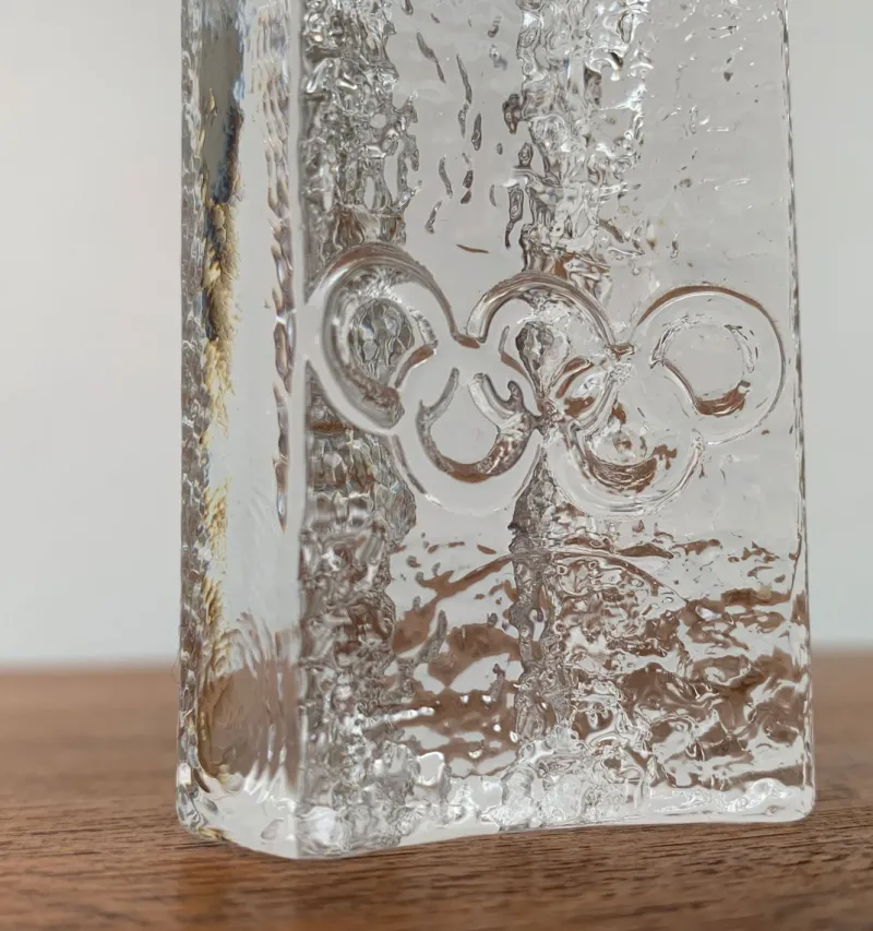 Pamono Olympics Glass Candle Holder by Lars Hellsten for Orrefors, Sweden, 1984> Candleholders