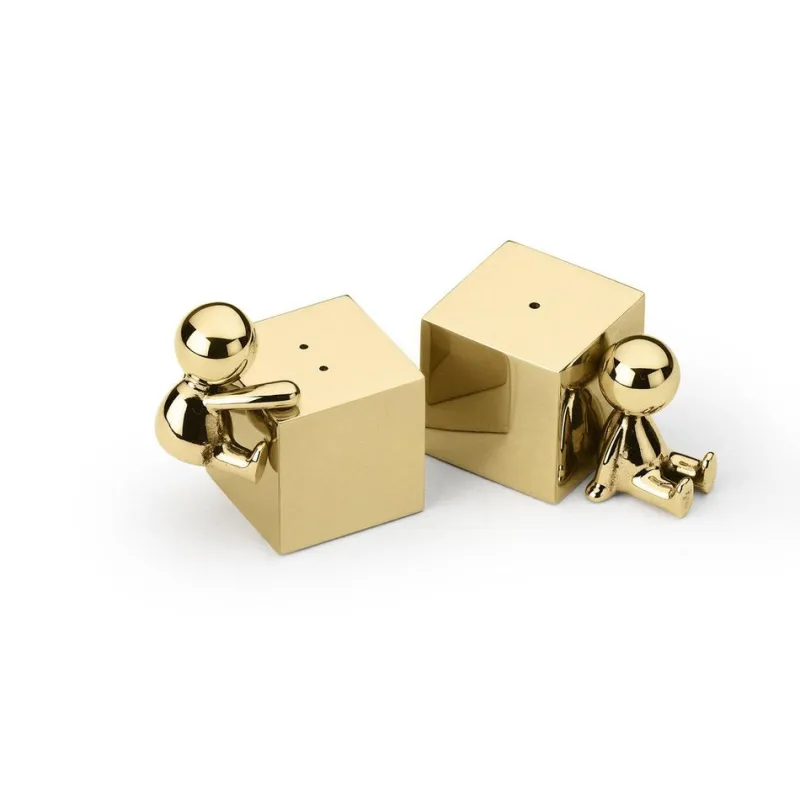 Pamono Omini Salt and Pepper Shakers with Polished Brass Finish, Set of 2> Salt & Pepper Shakers