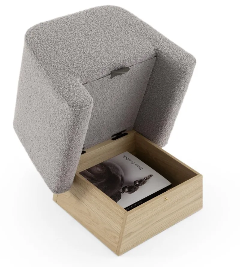 Pamono Onigiri Wool and Oak Pouf by Morica Design