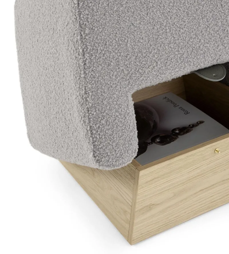 Pamono Onigiri Wool and Oak Pouf by Morica Design