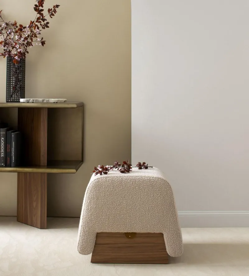 Discount Pamono Onigiri Wool and Walnut Pouf by Morica Design