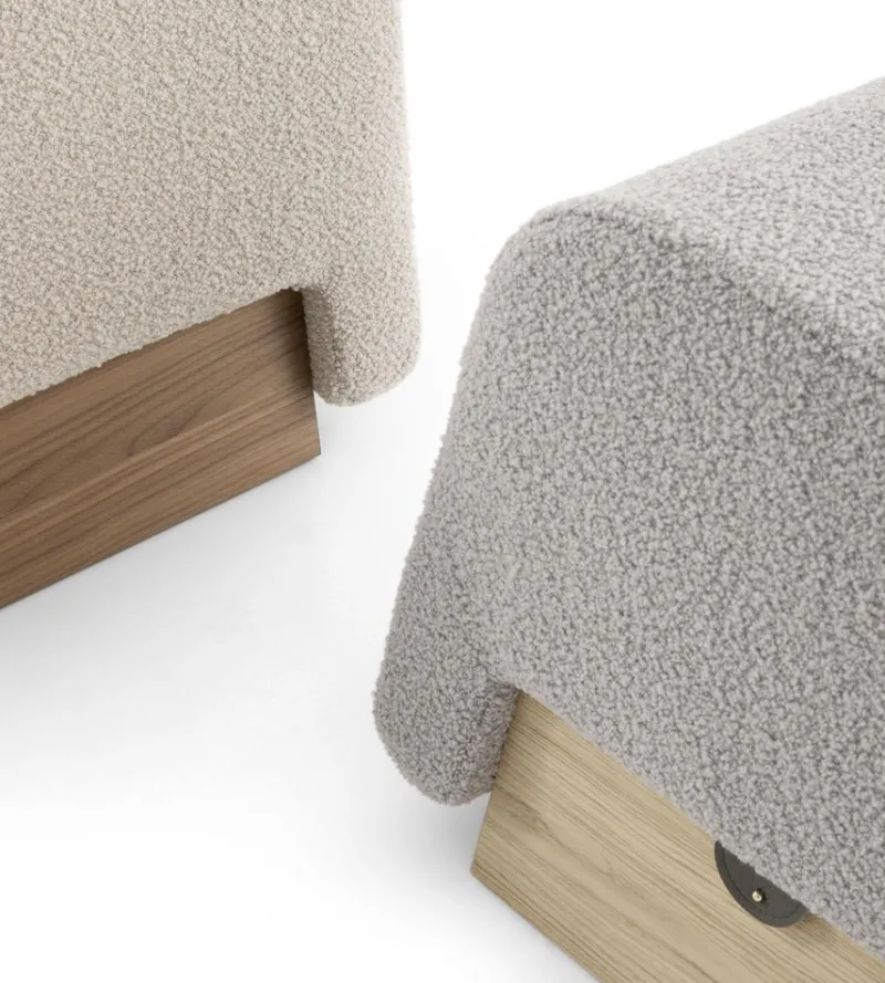 Discount Pamono Onigiri Wool and Walnut Pouf by Morica Design