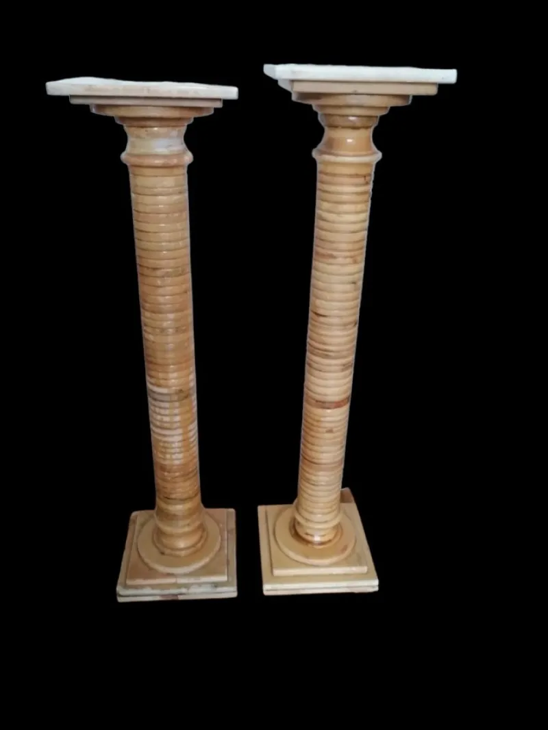 Pamono Onyx Columns Worked in Layers, 1920s, Set of 2> Pedestals And Columns