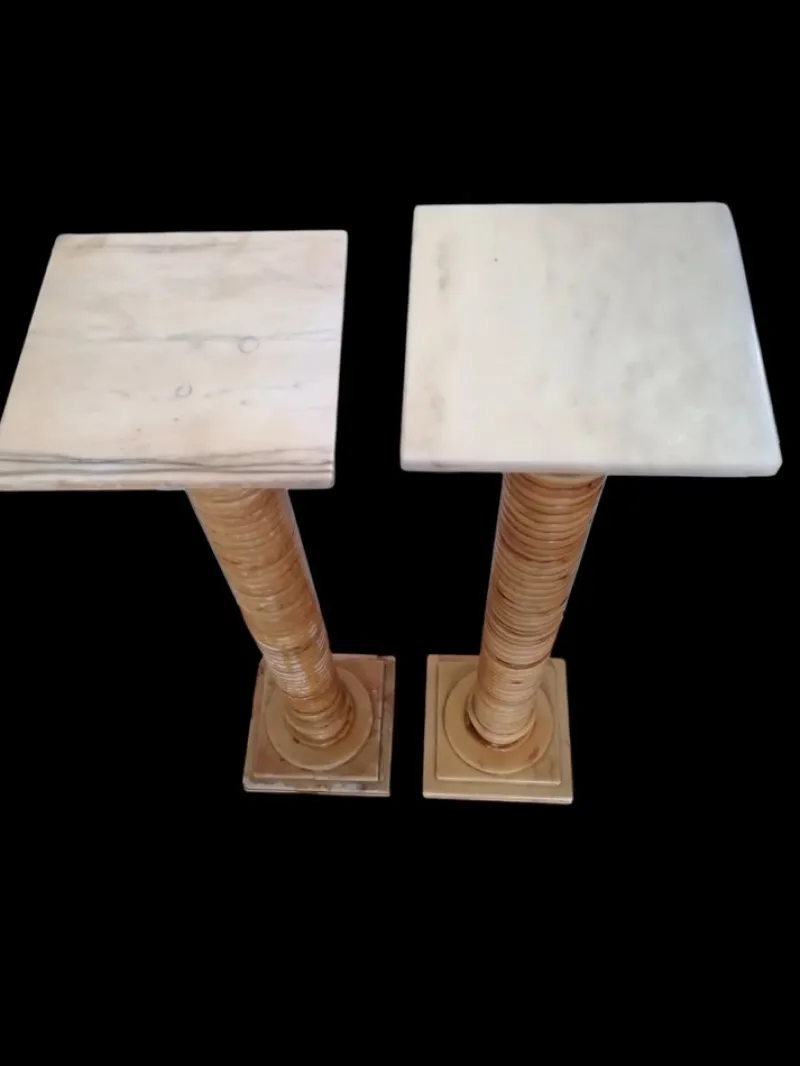 Pamono Onyx Columns Worked in Layers, 1920s, Set of 2> Pedestals And Columns