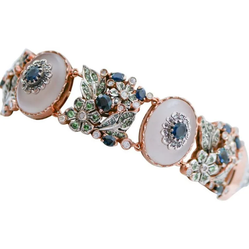 Pamono Opal, Rock Crystal, Tsavorite, Sapphire, Diamond, Gold and Silver Bracelet> Bracelets