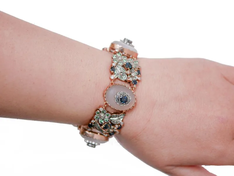 Pamono Opal, Rock Crystal, Tsavorite, Sapphire, Diamond, Gold and Silver Bracelet> Bracelets