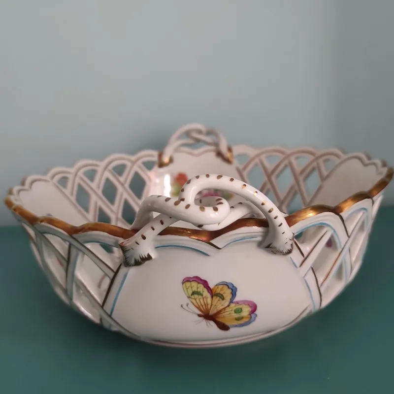 Outlet Pamono Openwork Basket from Herend, 1970s