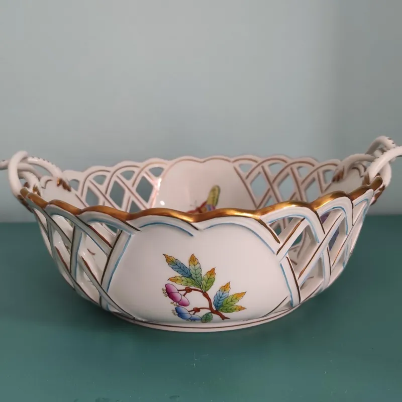 Outlet Pamono Openwork Basket from Herend, 1970s