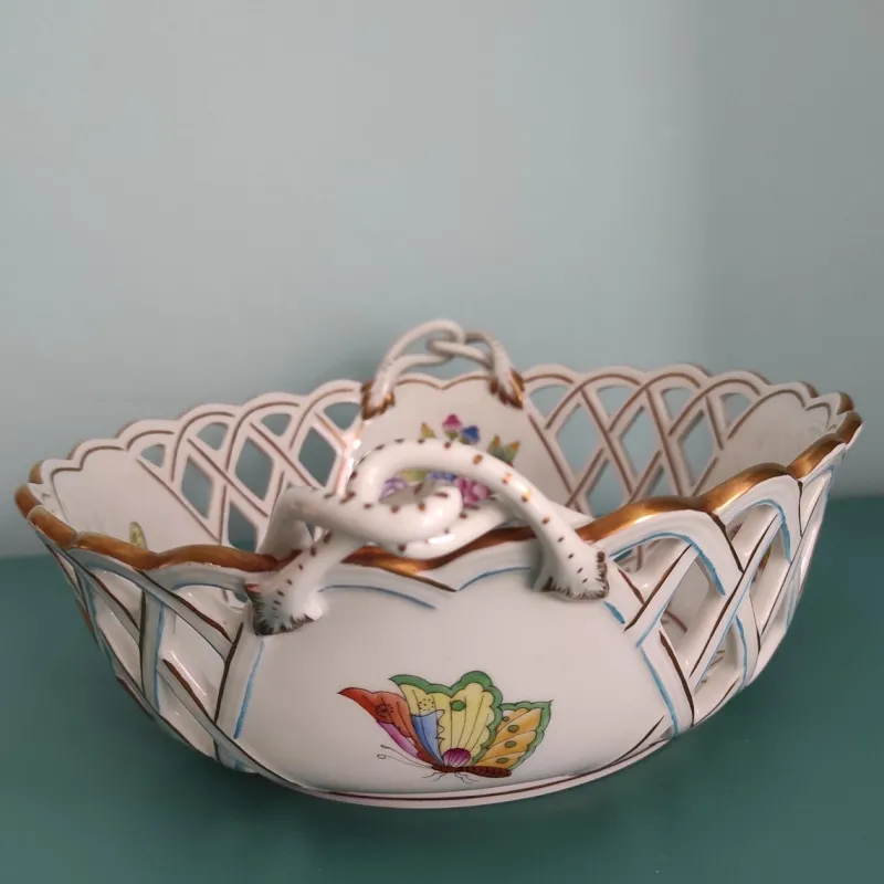 Outlet Pamono Openwork Basket from Herend, 1970s