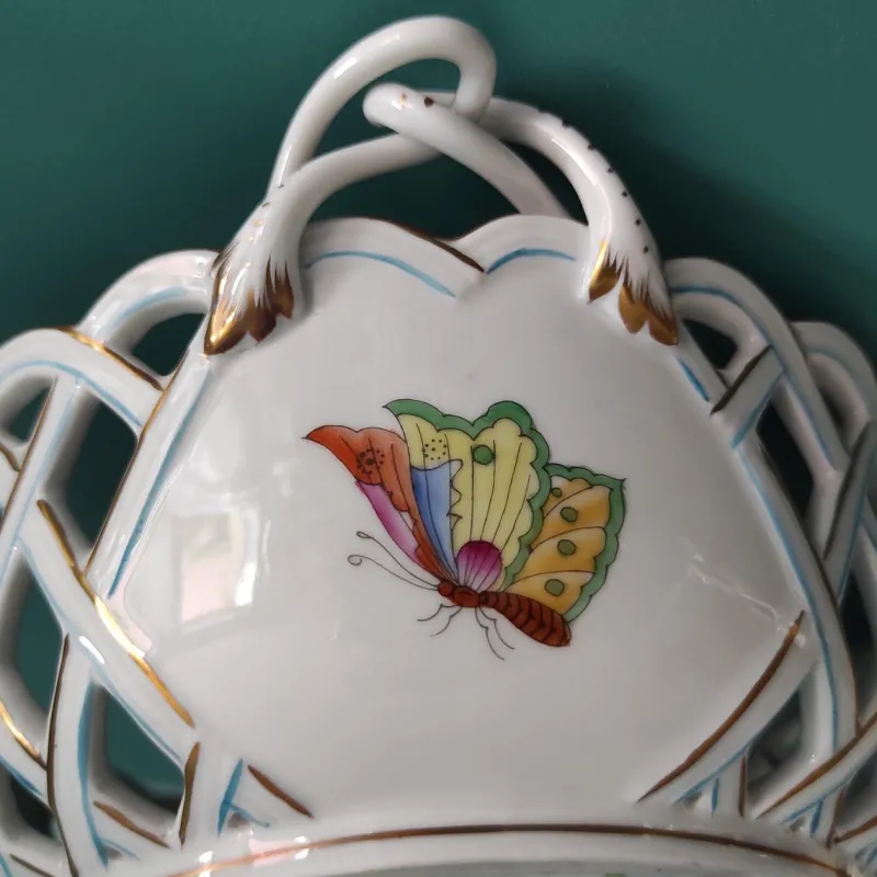 Outlet Pamono Openwork Basket from Herend, 1970s