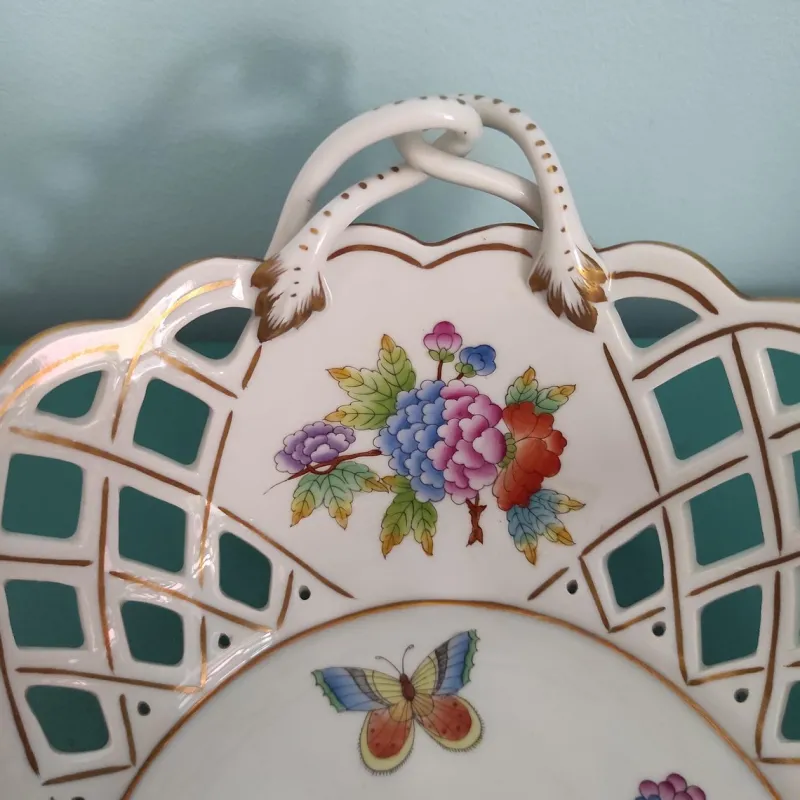 Outlet Pamono Openwork Basket from Herend, 1970s