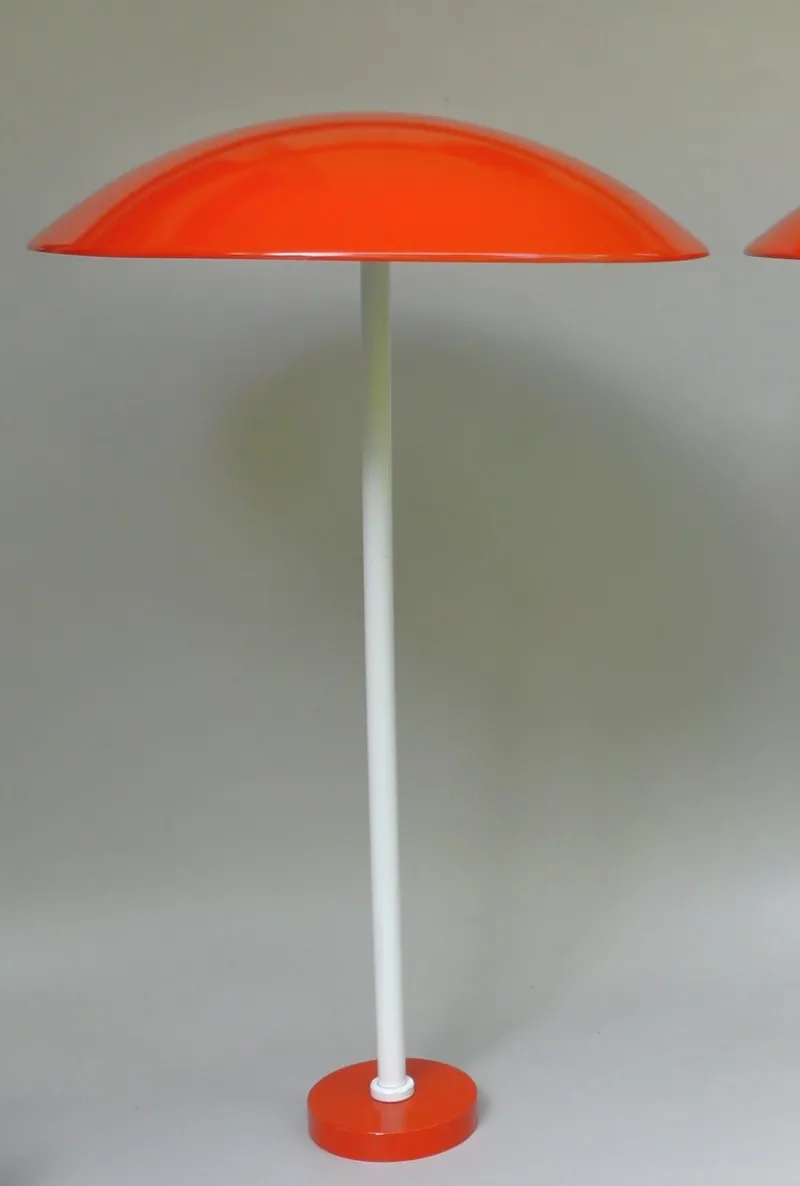 Hot Pamono Orange and White Mushroom Outdoor Garden Lamps from BEGA, 1950s, Set of 2