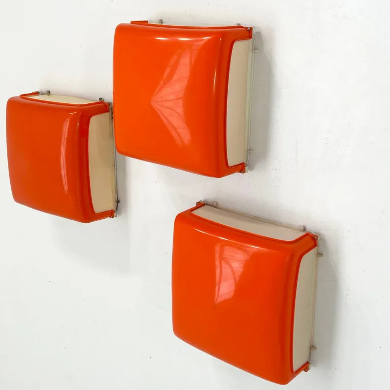 Pamono Orange Cnosso Wall Lamp by Angelo Mangiarotti for Artemide, 1960s> Wall Lights & Sconces