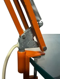 Clearance Pamono Orange Danish Architect's Clamp Lamp by HGF for Maxam, 1968