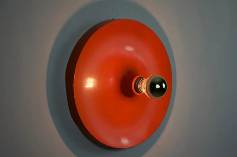 Sale Pamono Orange Disc Shape Flush Mount from Cosack, 1960s