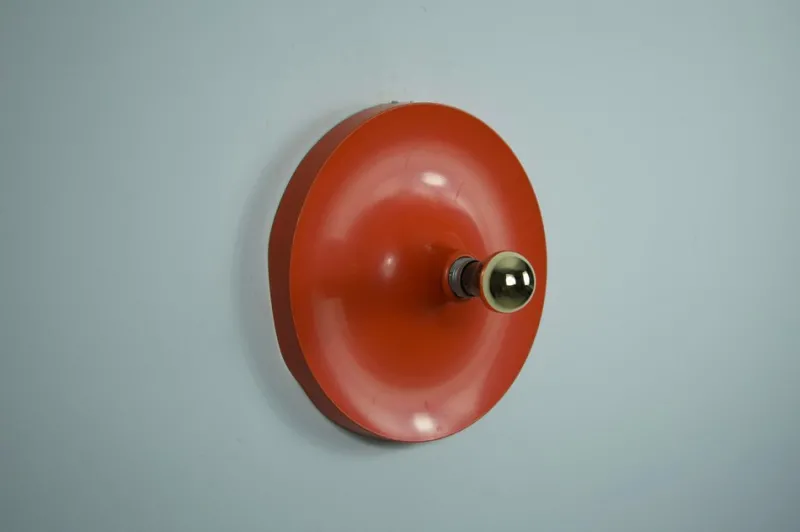 Sale Pamono Orange Disc Shape Flush Mount from Cosack, 1960s