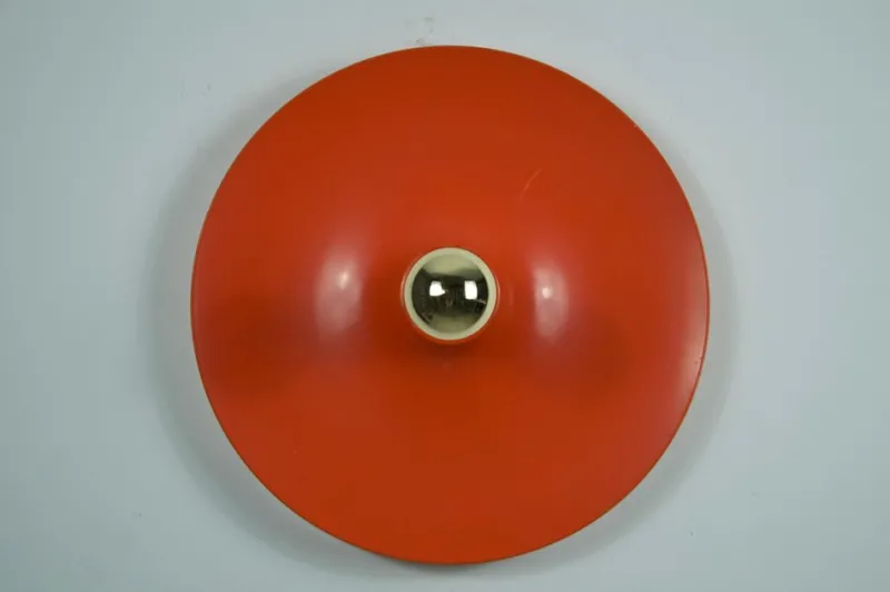 Sale Pamono Orange Disc Shape Flush Mount from Cosack, 1960s