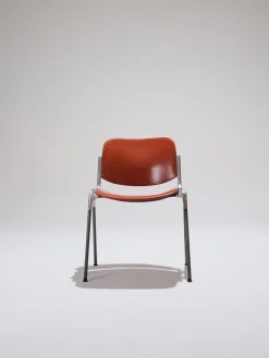 Pamono Orange DSC 106 Stacking Chairs by Giancarlo Piretti for Castelli / Anonima Castelli, 1970s, Set of 2><noscript><img width=