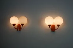 Pamono Orange Metal and Opaline Glass Wall Lamps, 1960s, Set of 2><noscript><img width=